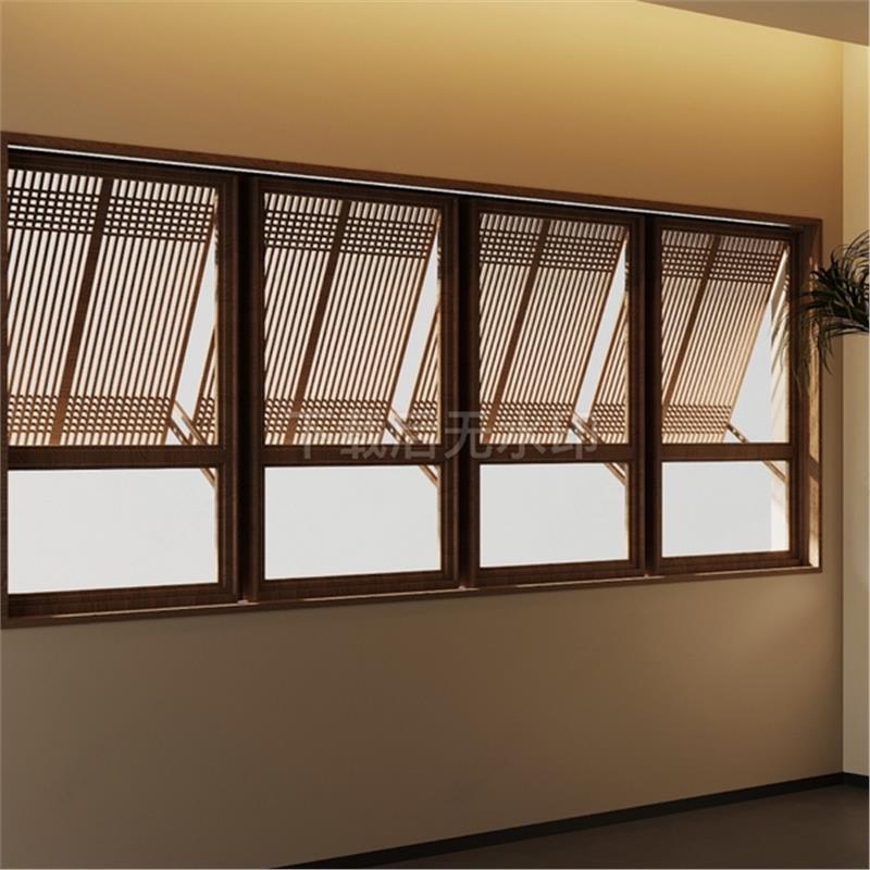 新中式平开窗 新中式窗户 原木窗户 镂花窗 草图大师SU模型