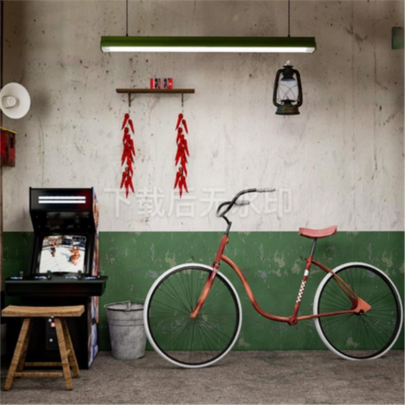 现代怀日复古家具摆件 装饰挂件 自行车游戏机草图大师SU模型