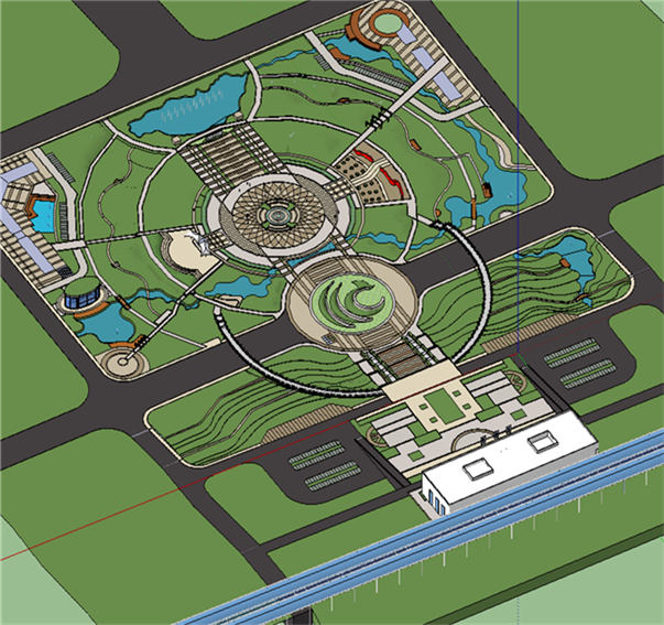 SU0925 SU草图大师图模型库火车站广场景观 设施构建SU模型素材