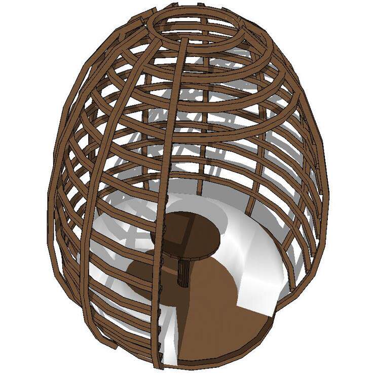 SU1973 sketchup模型库 SU模型 鸟笼沙发 室内座椅木质椅子模型SU