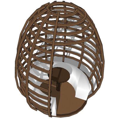 SU1973 sketchup模型库 SU模型 鸟笼沙发 室内座椅木质椅子模型SU