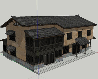 SU1835 sketchup模型库 SU模型 农村土房房屋改造建筑SU模型设计