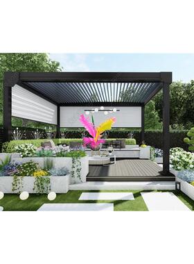 草图大师0720 现代庭院花园 自动凉亭 洗手池 现代景墙沙发SU模型