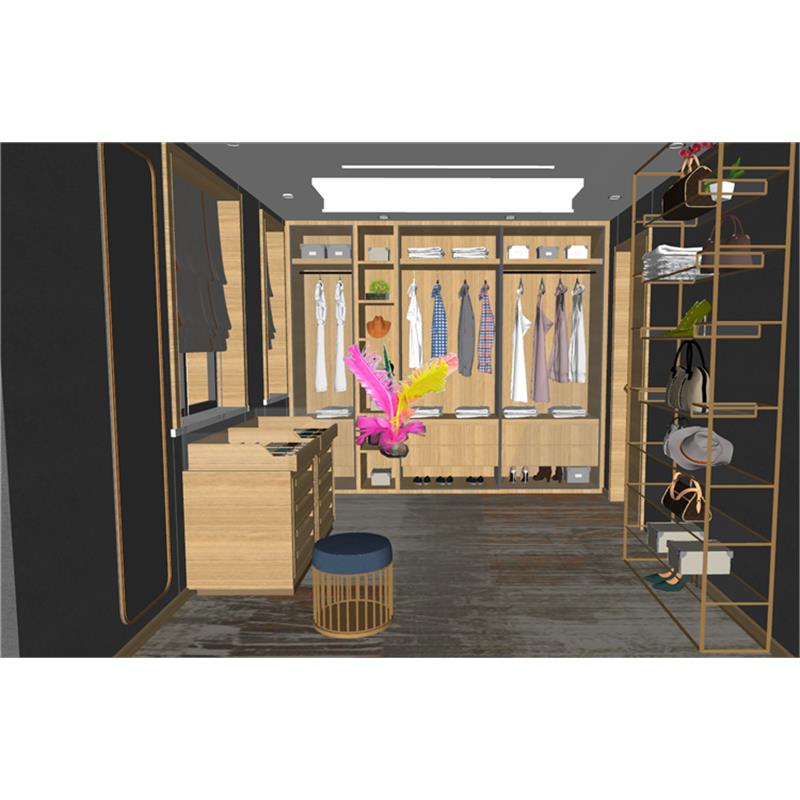 草图大师0569 现代衣帽间 试衣间 衣柜 梳妆台 凳子 包包 SU模型