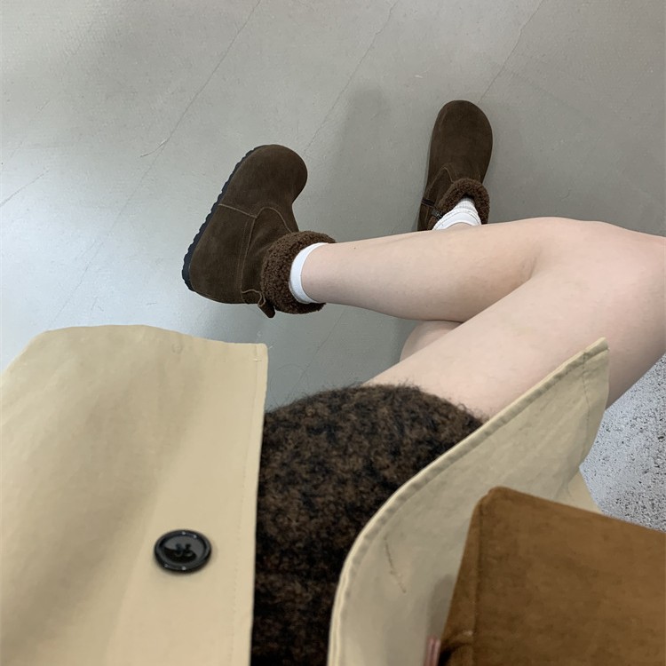 雪地靴2025冬季新款真皮百搭厚底加绒保暖棉鞋毛口短筒勃肯短靴女