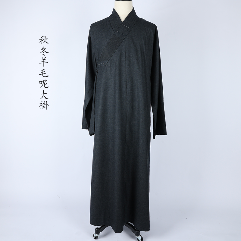僧服秋冬款羊毛呢大褂保暖高档僧人长褂男女出家2024新款毛料长衫