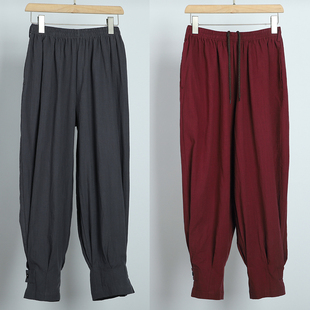 禪修褲 僧服春夏季 大褂居士服褲 免綁腿拉鏈收口褲 棉麻僧侶服僧褲