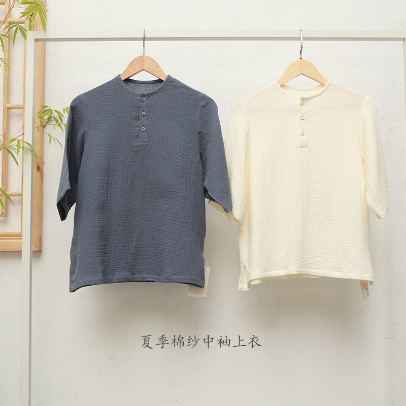 夏季女款禅服棉纱透气中袖上衣
