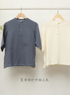夏季女款禅服棉纱透气中袖上衣