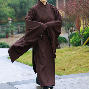 台芭黎僧服海青透气居士服女高档不透明台湾麻料咖啡禅修服海清