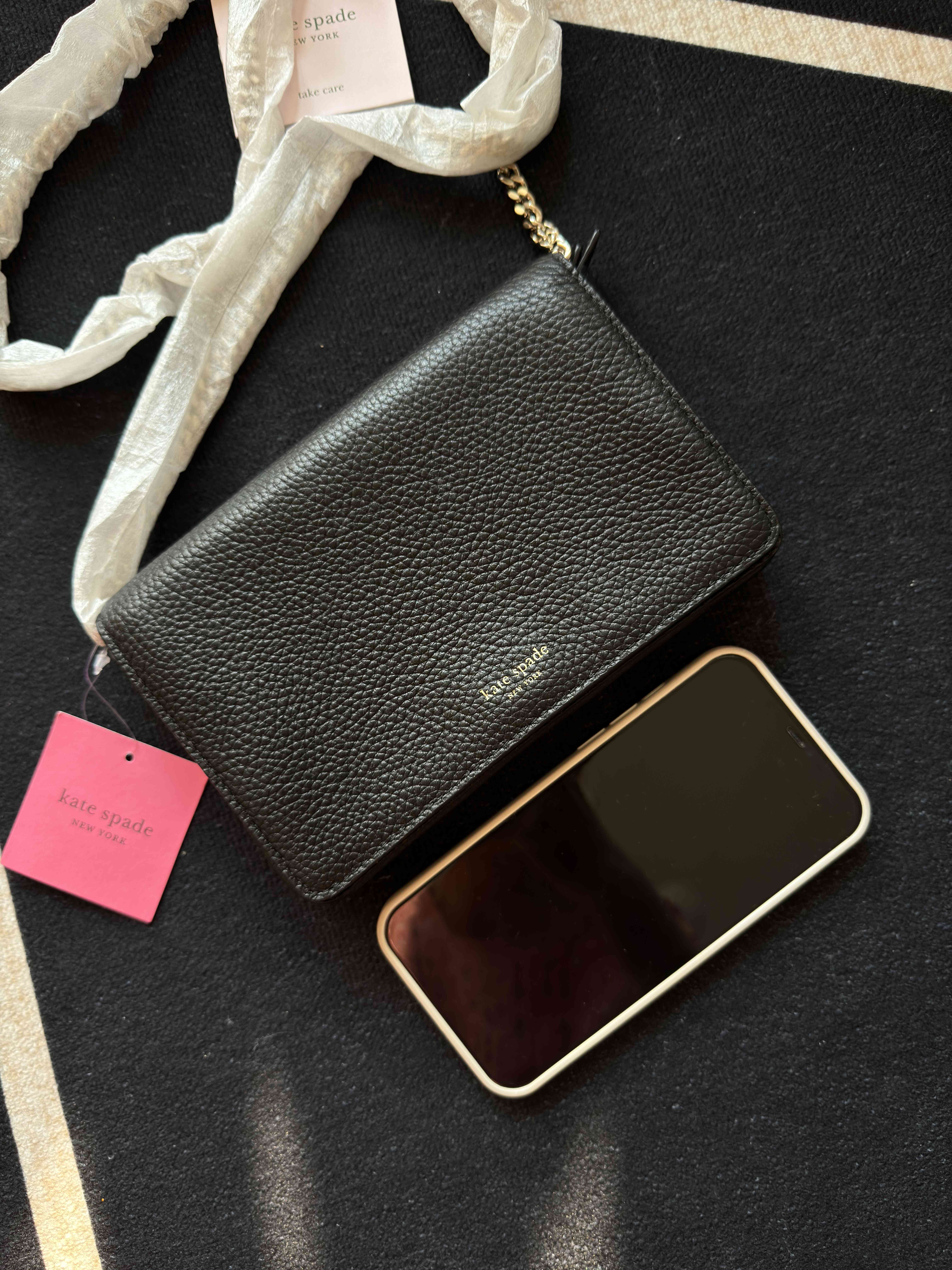 美国kate spade ks单肩斜跨链条小方包日常百搭通勤荔枝纹牛皮女