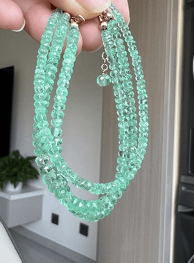 仅三条~印度好品质天然哥伦比亚祖母绿通透嫩绿14K包金轻奢手链