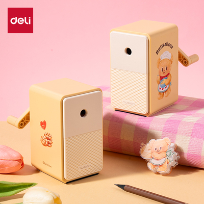 得力手摇削笔机自动进铅笔卷笔器