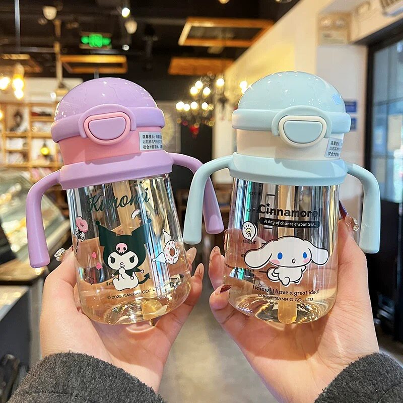 库洛米儿童学饮杯PPSU耐高温防呛吸管杯宝宝家用带刻度喝水牛奶瓶