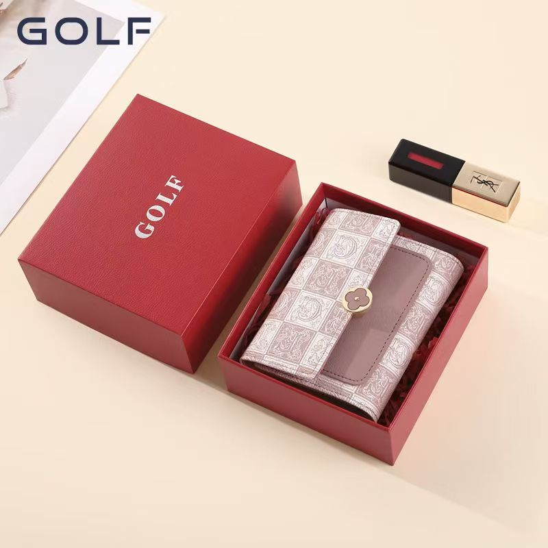 GOLF2025新款复古印花女钱包大容量收纳卡包时尚短款潮流百搭钱夹