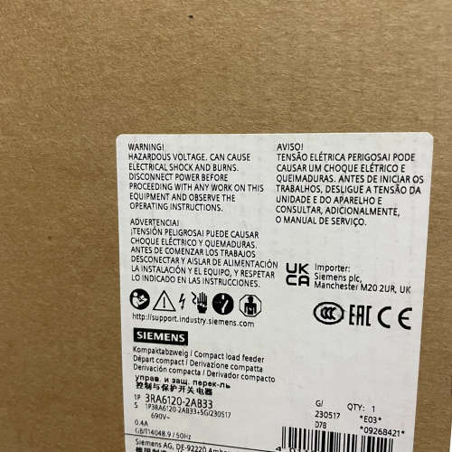 3RA6120-2AB33  SIRIUS 紧凑型负荷馈线议价