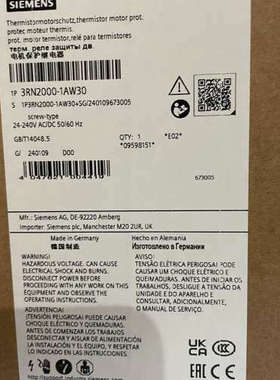 3RN2000-1AW30  热敏电阻电机保护继电器 紧凑型议价