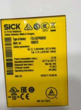 SICK西克CPU安全继电器， FX3-GEPR00议价