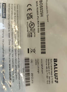 巴鲁夫BALLUFF BOS029H 光电传感器，，议价