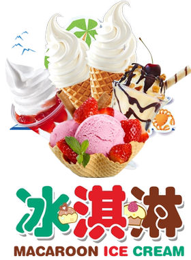 冰淇淋奶茶店铺玻璃门广告静电贴