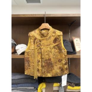 3心套特色流苏黄袍时尚 背5091 国风精甲致提花外人丝马女无袖 新式