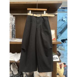 松弛智性白色弯潮显送刀腰带阔腿褶皱瘦设 春风夏新款 实体女装 韩式