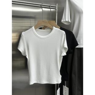 实体女装元熙基础款领袖T恤潮夏季修身显瘦百纯色内搭圆上搭衣短