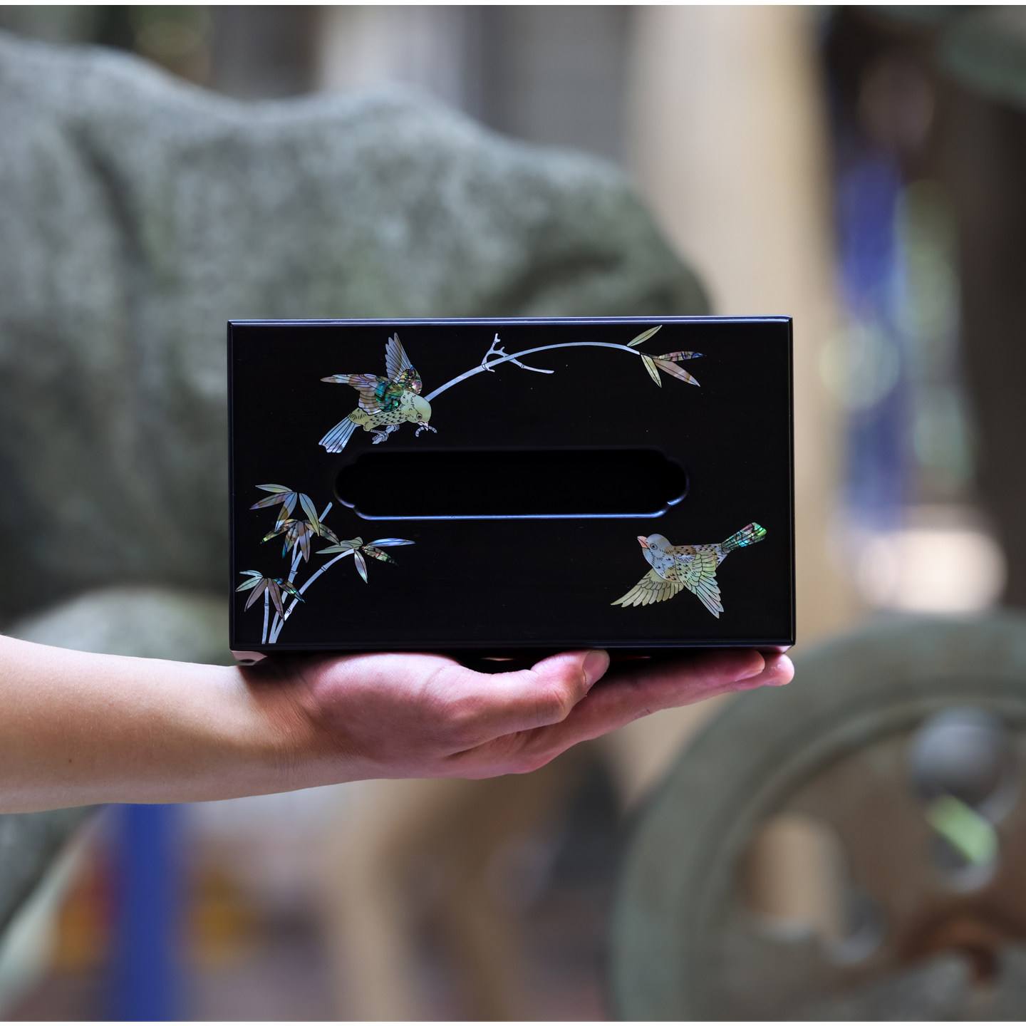 螺钿镶嵌纸巾盒 非遗工艺 竹鸟雅韵 实用艺术收藏 高端家居饰品,特色手工艺,漆器,淘宝优惠券,粉丝福利购,淘宝优惠卷