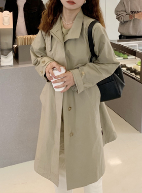 大吹女/早春MH女孩风衣法则 立领设计感法式风衣小个子中长外套