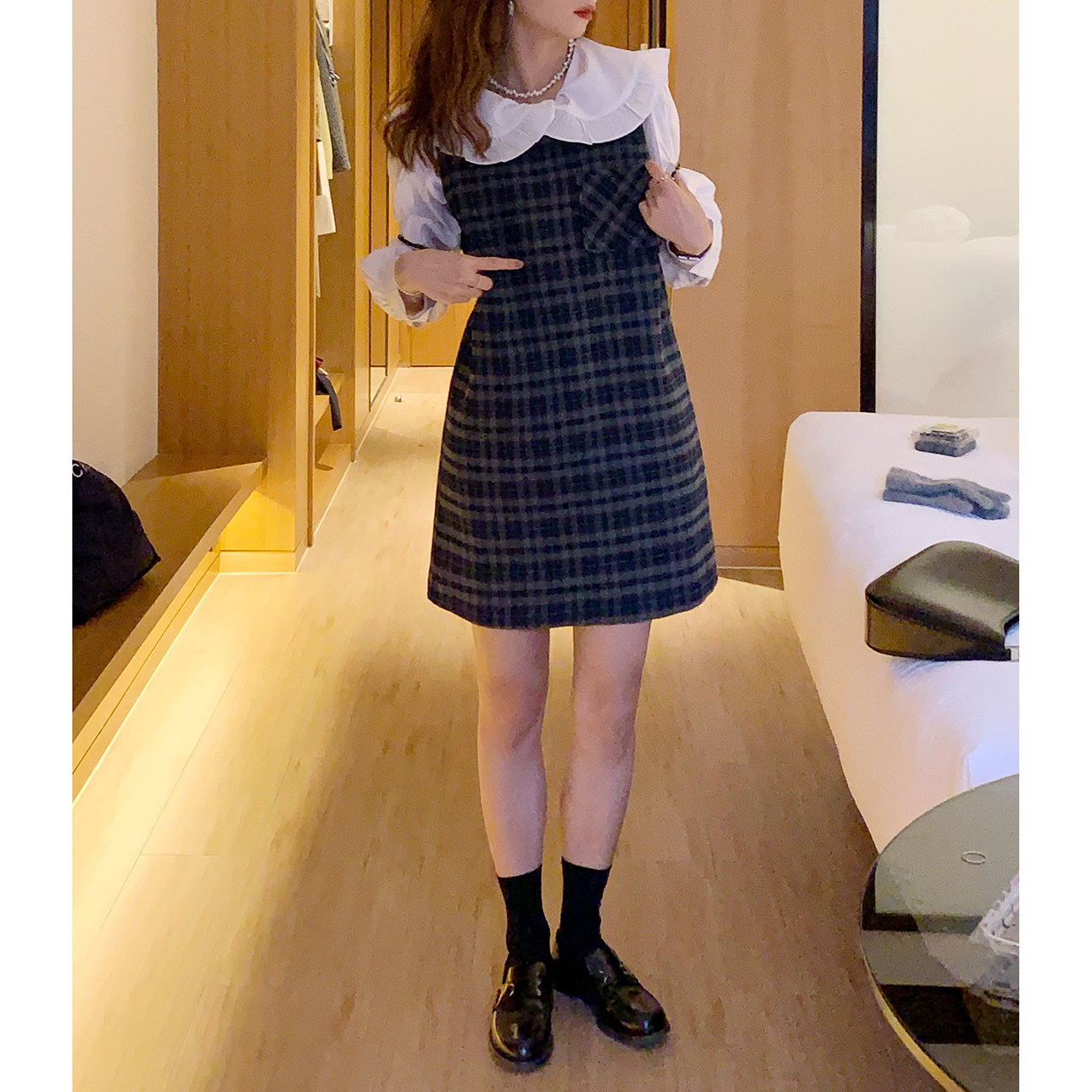 大吹女DCN 【绿色森林】复古绿色格纹宽肩带背心连衣裙小个子裙,女装/女士精品,连衣裙,淘宝优惠券,粉丝福利购,淘宝优惠卷