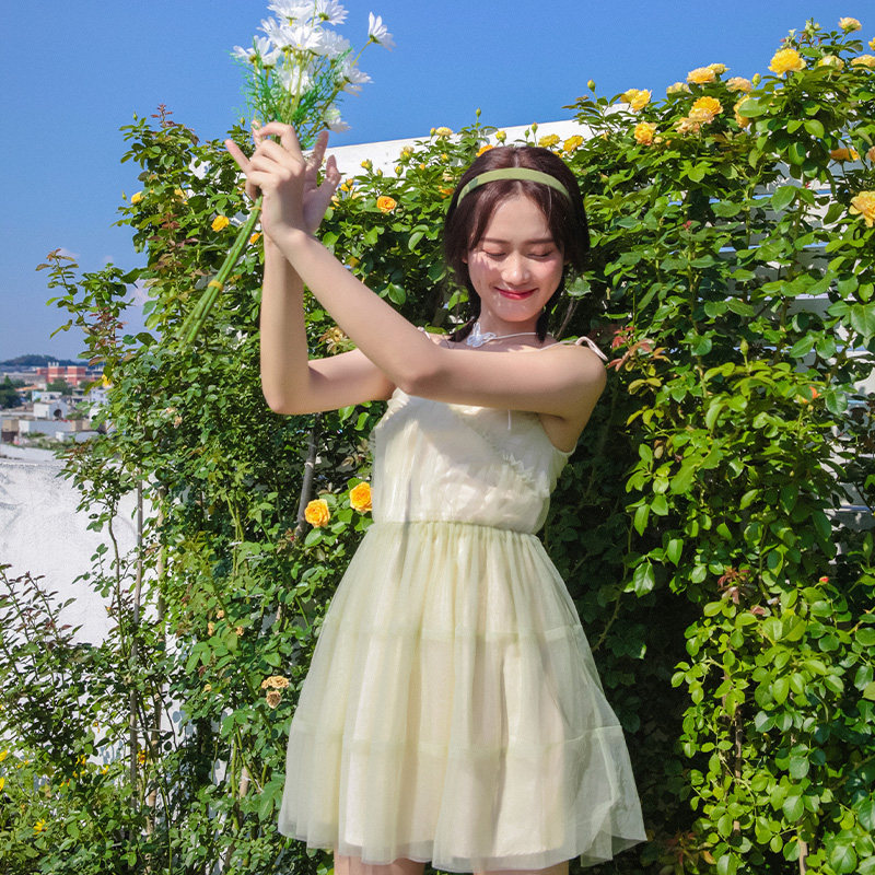 小个子仙女裙fchic温柔少女甜美吊带连衣裙超仙海边度假沙滩裙女