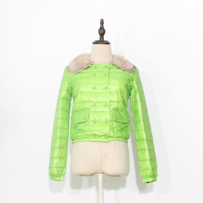 高腰短款兔毛领轻薄女士羽绒服秋冬季糖果色学生长袖保暖修身显瘦