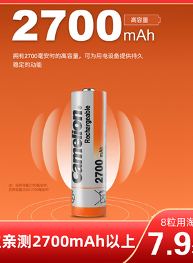 飞狮5号充电电池2700mAh大容量AA镍氢智能自停充电快充套装