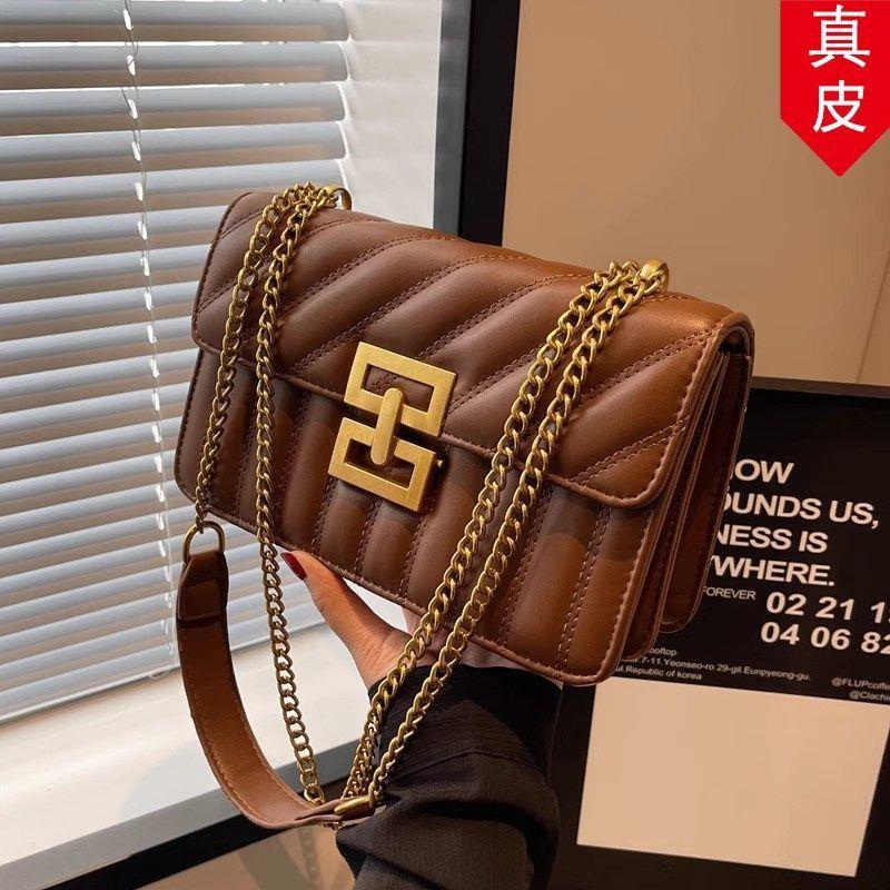 菱格高端女士时尚真皮包包百搭单肩包潮复古包链条新款网红小方包