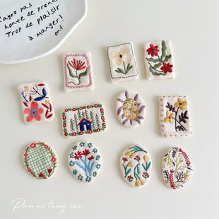 韩国ins棉麻森女方形布贴布艺包挂文艺风植物花卉服装 包包辅料