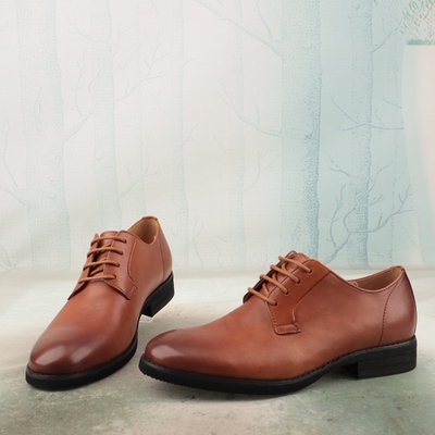 牛皮圆头拼色低跟英伦皮鞋德比鞋