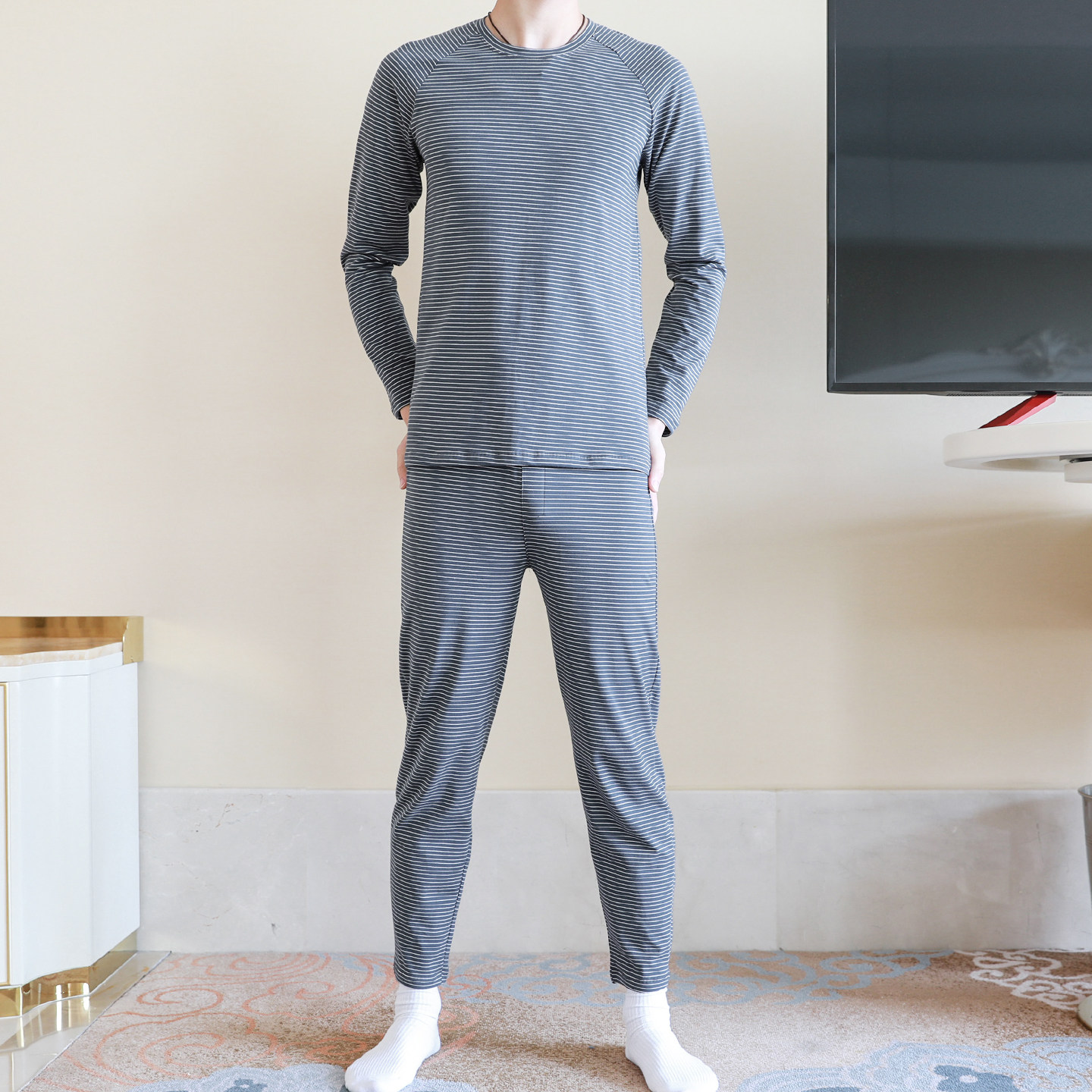 秋衣秋裤套装男士纯棉全棉线衣线裤男款2026新款宽松薄款保暖内衣