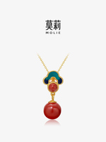莫莉小眾設(shè)計(jì)新中式項(xiàng)鏈女純銀南紅瑪瑙吊墜朱砂鎖骨國(guó)風(fēng)頸鏈掛件