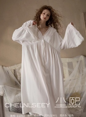 尘熙原创睡裙女秋梭织棉新款高级感长袖宫廷风甜美11356/11353