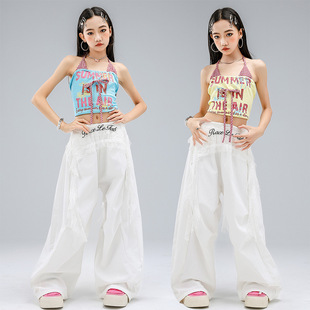 少儿爵士舞服装jazz女团蓝色潮酷时髦女童儿童街舞套装舞蹈演出服