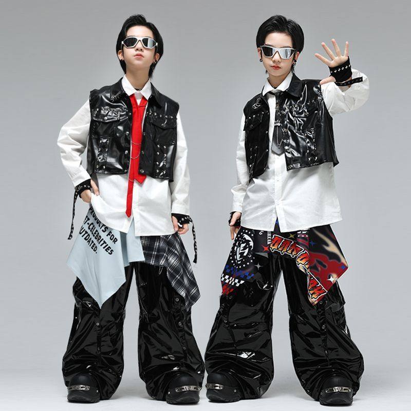 儿童街舞潮服酷帅男女童hiphop套装少儿嘻哈元旦舞台表演出服时髦