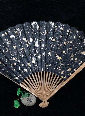 包邮人气新品入门司玉折扇水磨司玉扇789寸玉竹牛角钉扇子洒金面