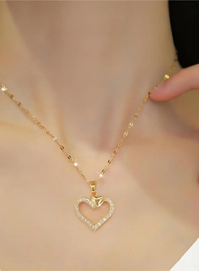 Trendy Heart Stainless Steel Zirconia Necklaces For Women G