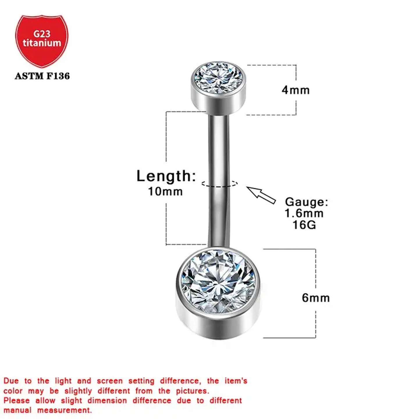 G23 Titanium Internally Thread Navel Piercing Jewellery Sex