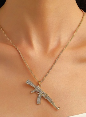 ZAKOL Hiphop&Rock AK47 Rifle&Gun Pendant Necklaces For Men