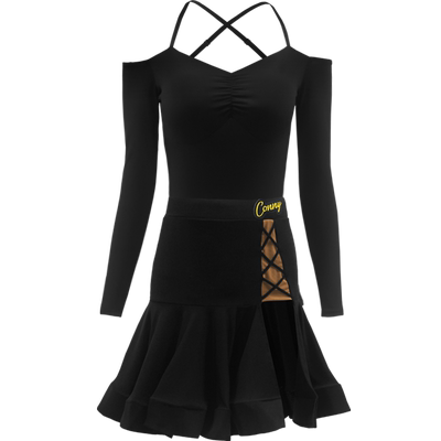 CONNY成人拉丁舞服开叉裙