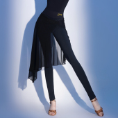 CONNY拉丁舞服下装 黑 紧身跳舞上课形体训练裤 舞蹈练功裤 网纱裙裤