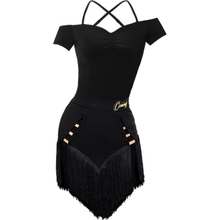 CONNY康尼拉丁舞蹈服装女流苏裙子长短袖连体上衣练功训练演出服