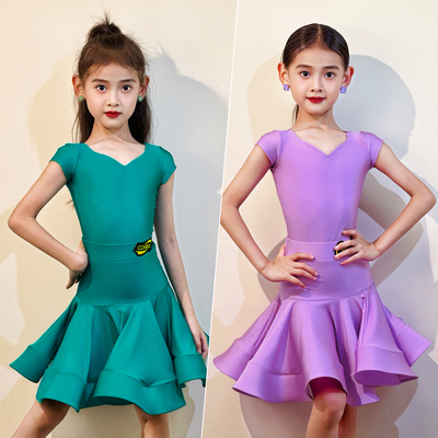 CONNY康尼夏季拉丁舞服装女舞蹈专业标准比赛规定服儿童裙子短袖