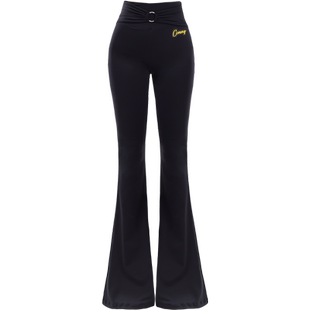 CONNY2025拉丁舞服裤子女跳舞蹈练功长裤微喇叭高腰摩登舞训练裤